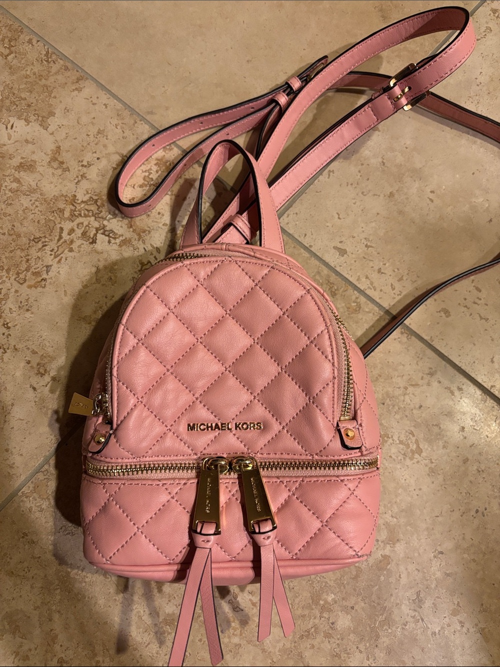 Michael Kors Quilted Pink Mini Backpack
